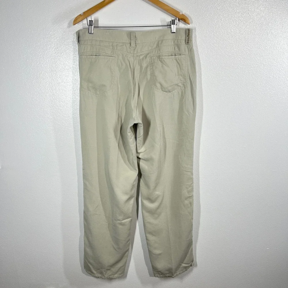 Tommy Bahama Mens Beige Chino Pants‎ Size 36 Lyocell Cotton Blend Flat Front